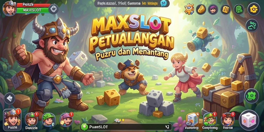 Screenshot permainan MAXSLOT menunjukkan visual puzzle yang memikat.