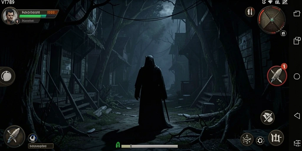 Gameplay VT789 menampilkan suasana horor yang mencekam dan menegangkan.